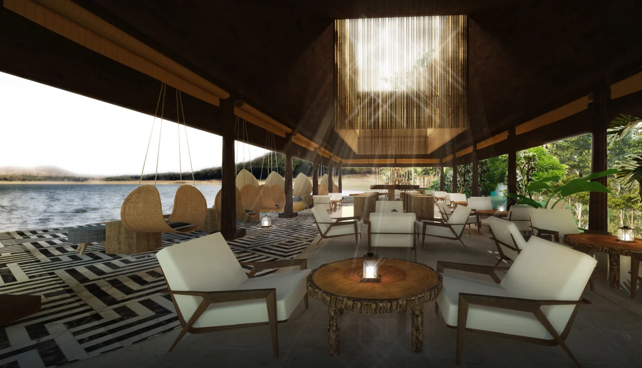 Intimate courtyards and water features enhancing calm