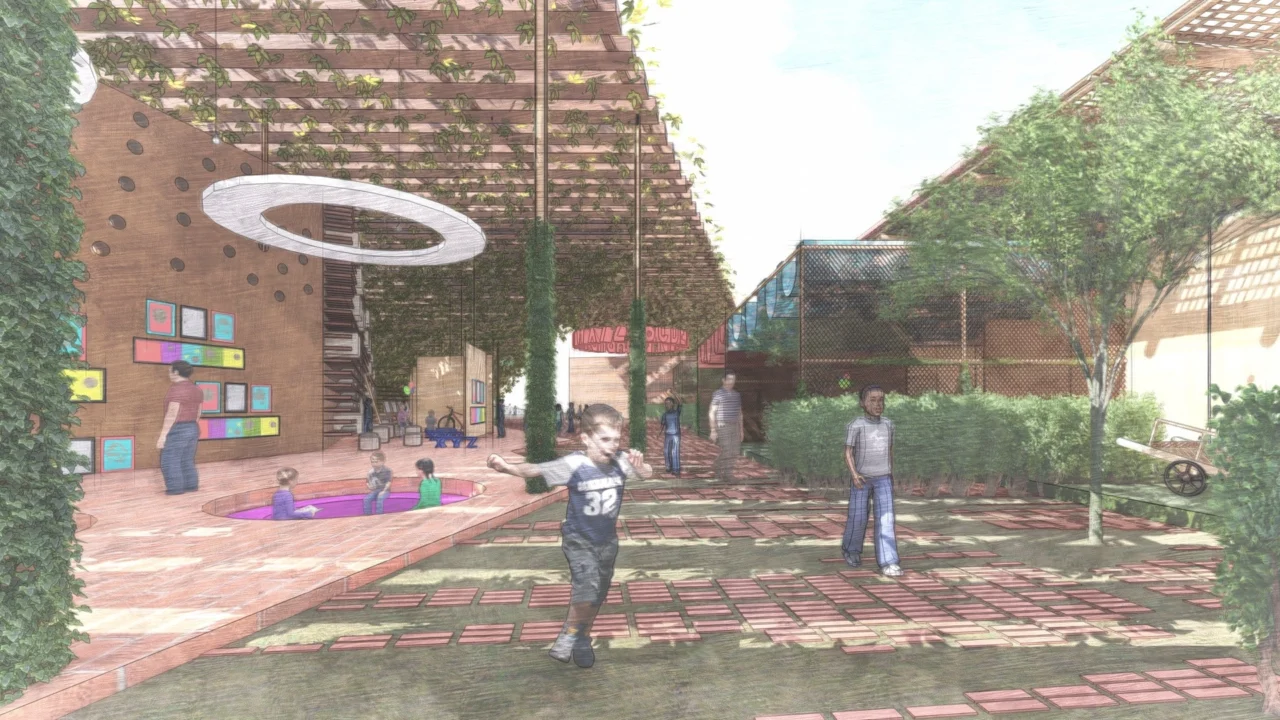 Re School campus layout with open, flexible learning zones